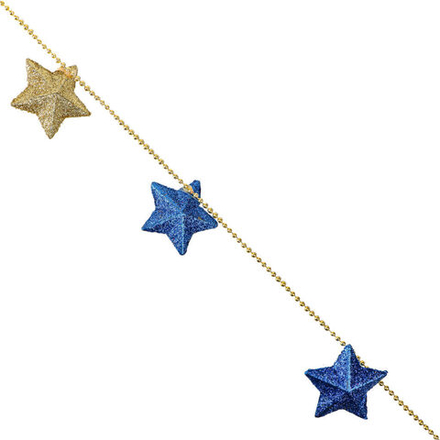 Бусы декоративные 1м, со звездами, красный/золотой/синий/серебро