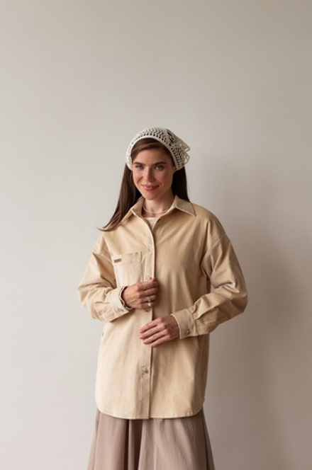 Рубашка из вельвета, Кремовый