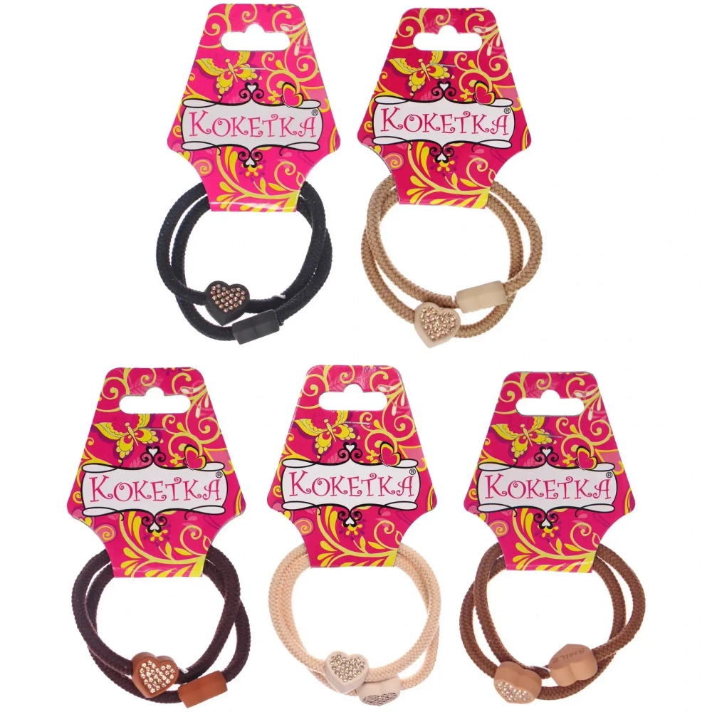 Резинки для волос 2шт «ФАНТЕЭГРО», кубик, цвет черный, молочный и коричневый, d-5.5см (Кокетка)