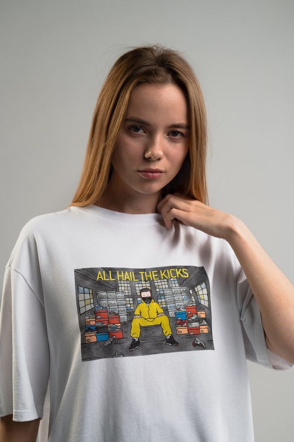Футболка «All hail the kicks» Белая + solefresh - фото 1