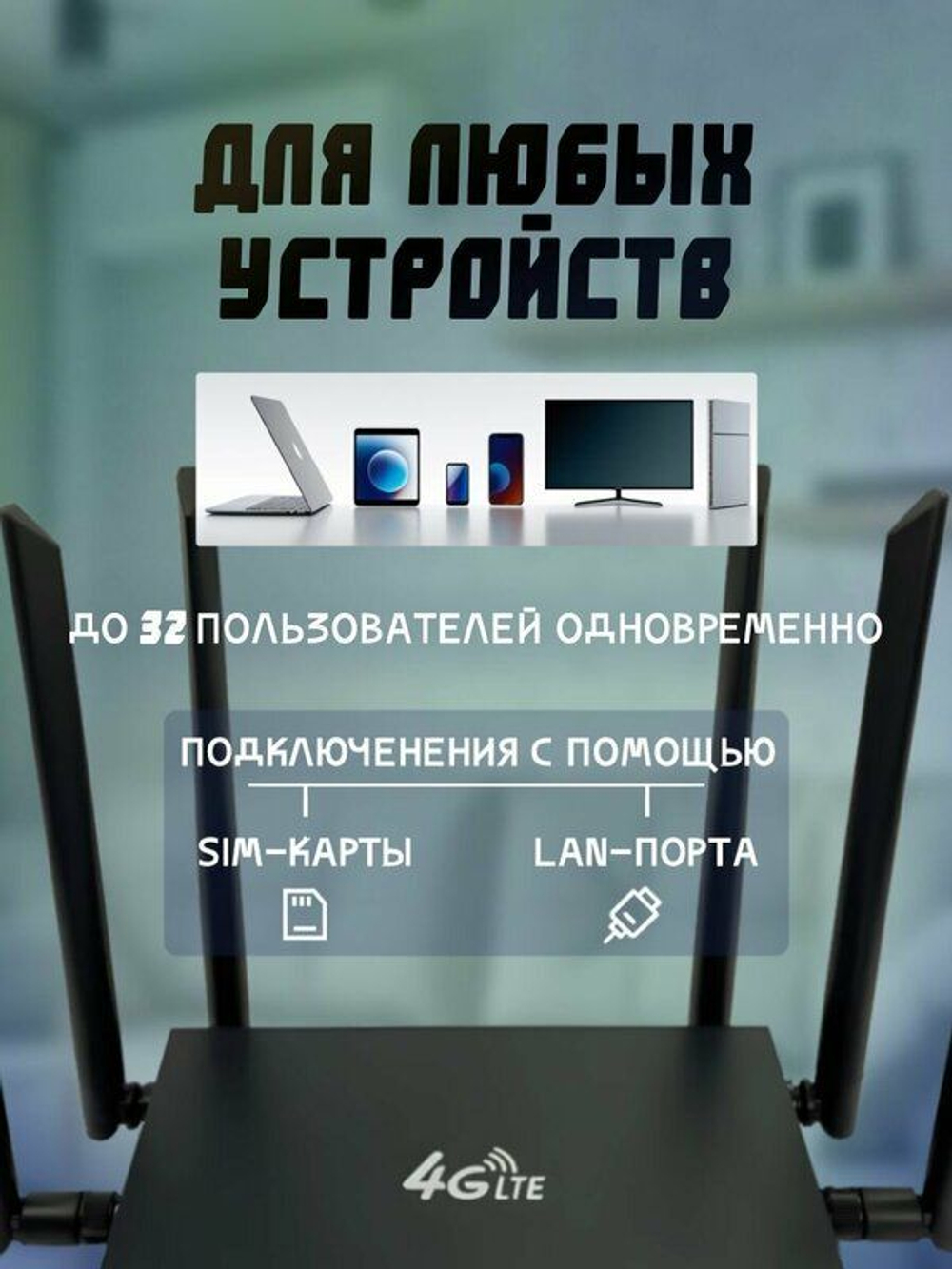 WiFi Роутер 4G супер мощный с поддержкой сим карты, металлический корпус, настенный/настольный