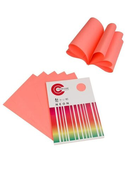 Бумага А4 цветная 50л Color Code НЕОН, розовая