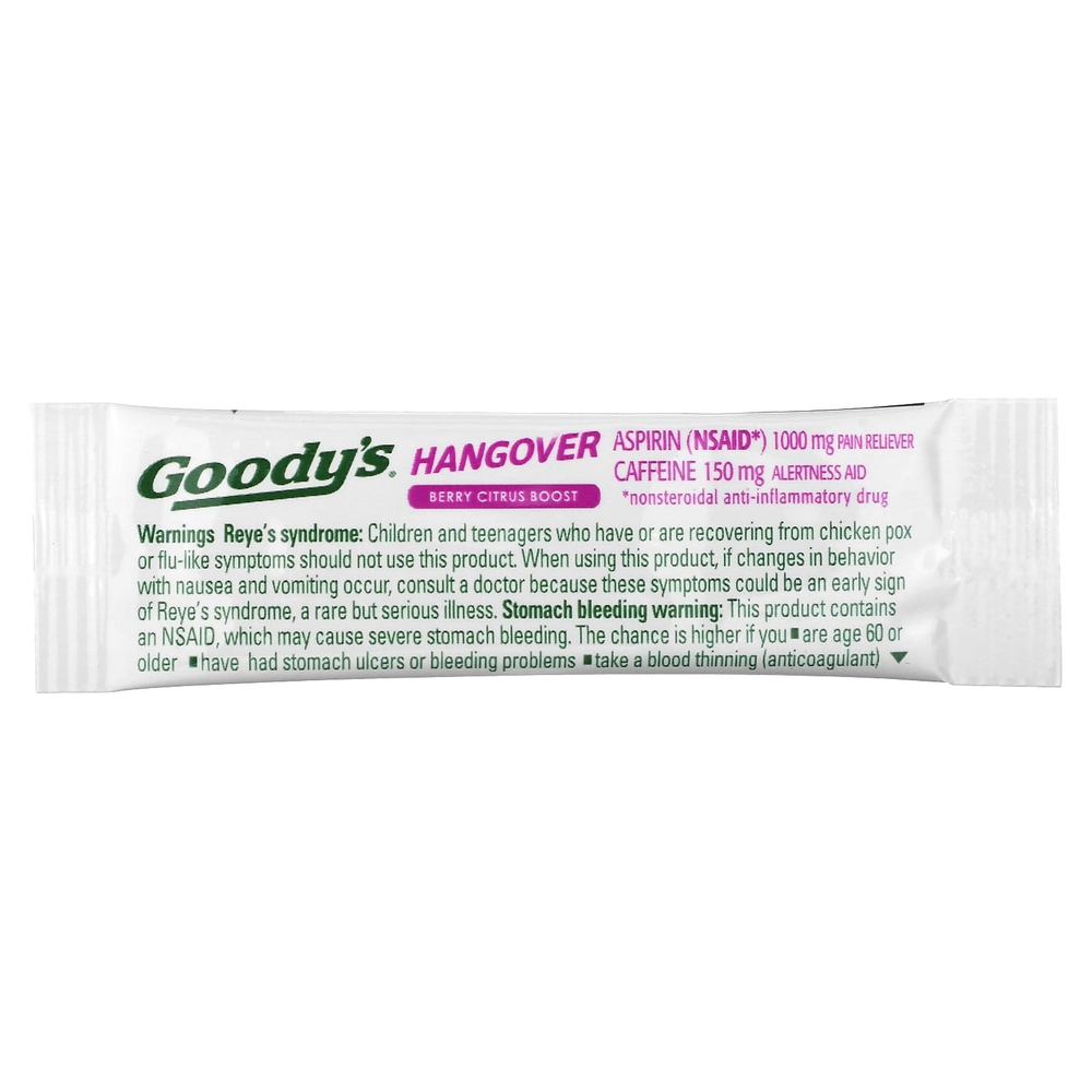 Goody's, Hangover, средство для быстрого облегчения боли, ягодный и цитрусовый, 16 пакетиков