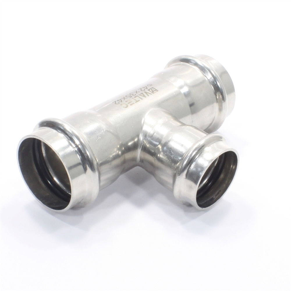 Тройник 42-35-42, WAAG Heavy Inox, пресс-пресс, сталь нержавеющая