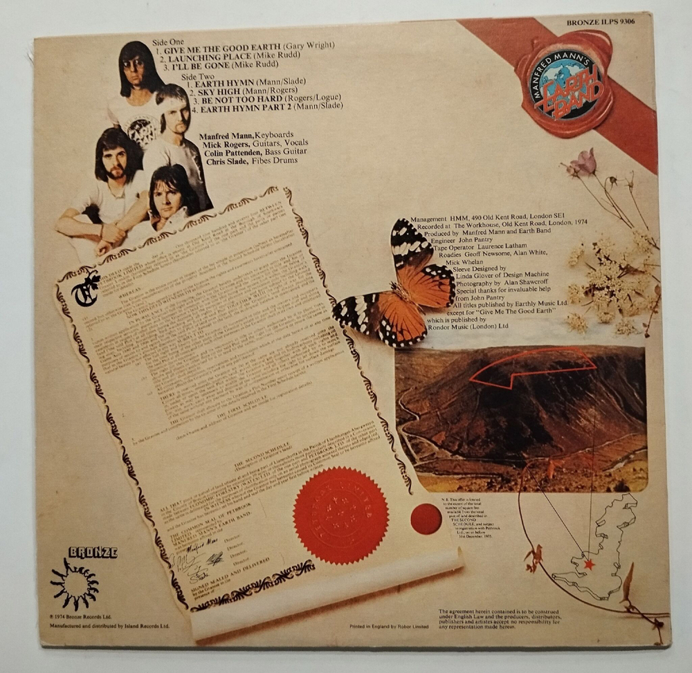 Винтажная виниловая пластинка LP Manfred Manns Earth Band The Good Earth (UK 1974)