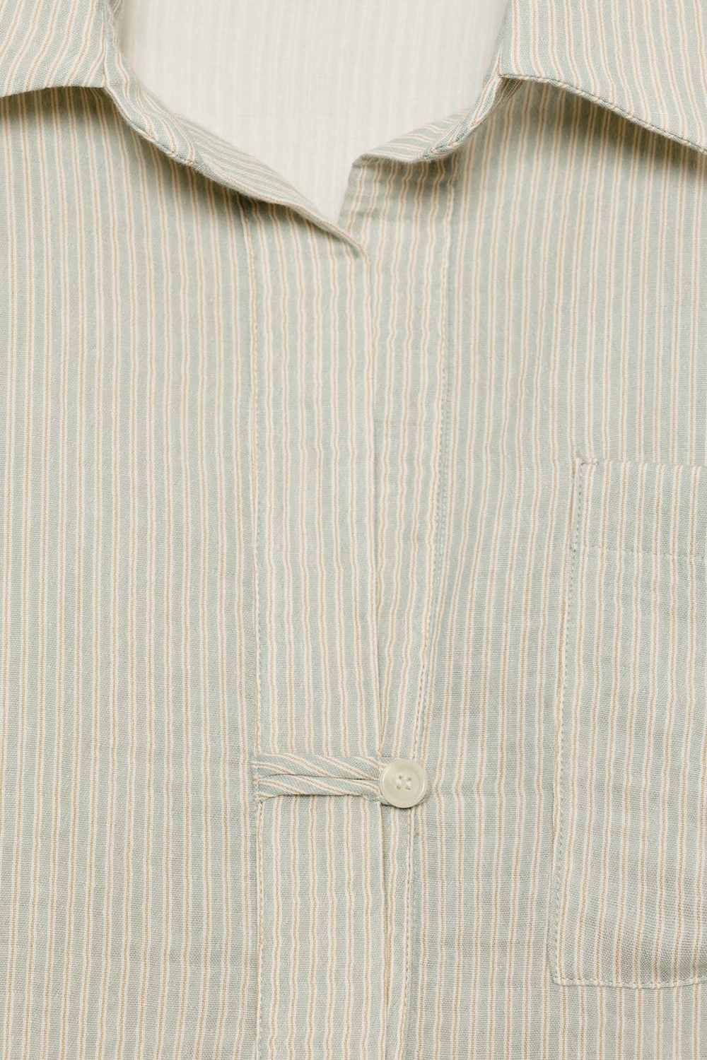 ZARA АСИММЕТРИЧНАЯ РУБАШКА В ПОЛОСКУ — ZW COLLECTION, ЗЕЛЕНЫЙ