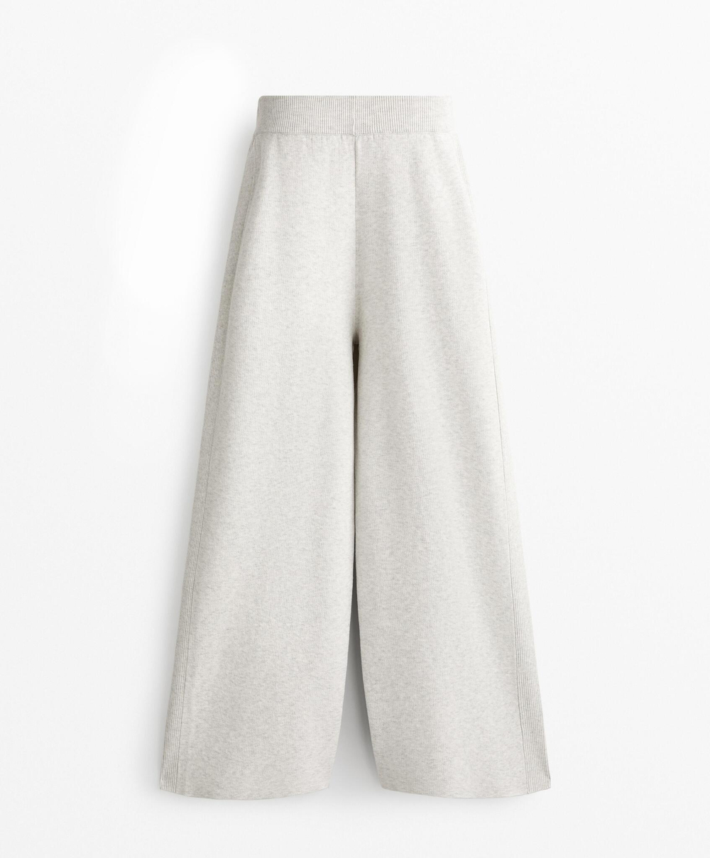 OYSHO Прямые брюки с резинкой по бокам, серый меланж