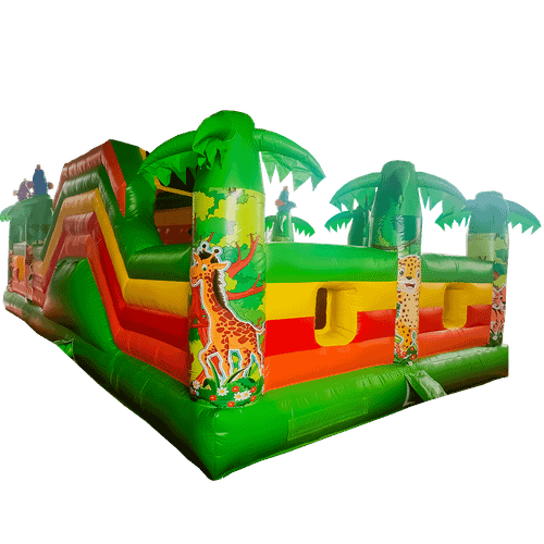 Коммерческий надувной батут "Джунгли" с горкой, 10*5*3 м