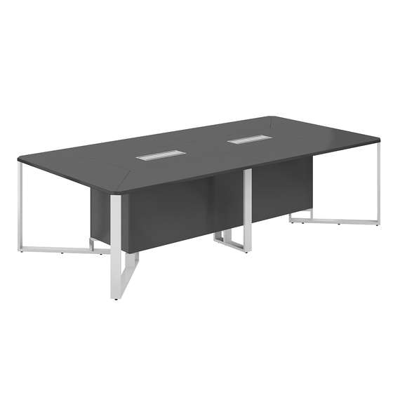 SP.0102.AN.AN.WH / Стол переговорный 2800х1400х750 / столешница:антрацит, подстолье:антрацит, металлокаркас:белый, лючок:серый