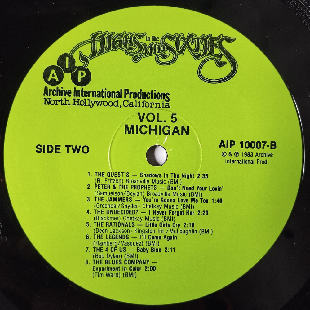 Винтажная виниловая пластинка LP Highs In The Mid Sixties Volume 5 Michigan (USA 1983)
