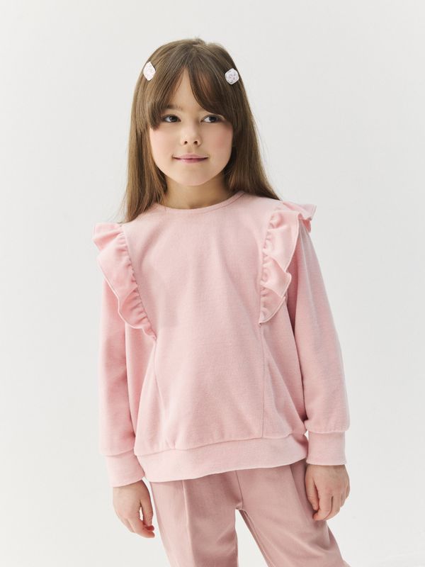 Свитшот с рюшей из велюра 