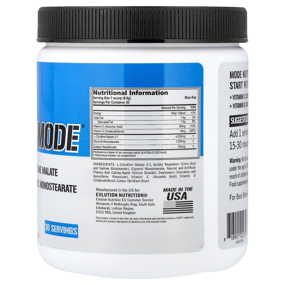 EVLution Nutrition, PumpMode®, голубая малина, 258 г (9,1 унции)