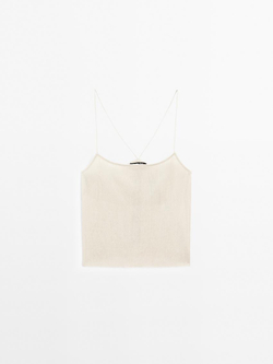 Massimo Dutti Топ на тонких бретелях с рельефным узором, дымчатый