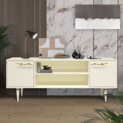 Тумба под ТВ Арт Колор matte 155см Классик Голд Кремовый белый матовый