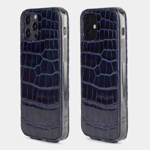 Special order: Чехол для iPhone 12/12Pro из кожи аллигатора, синего цвета