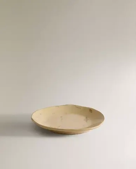 ZARA HOME ТАРЕЛКА ДЛЯ ХЛЕБА ИЗ КЕРАМИКИ С ДЕКОРАТИВНОЙ ОТДЕЛКОЙ, ТЕМНО-РЫЖИЙ