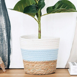 Кашпо плетеное "Намибия", 4,5л внешний размер Д215 Ш215 В195, натуральный, голубой, белый
