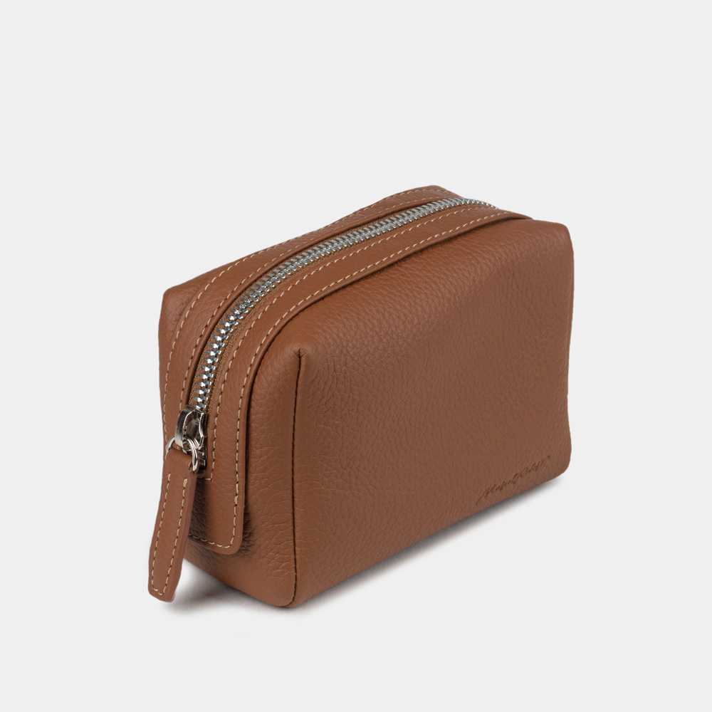 Косметичка Mignon из кожи теленка цвета карамель