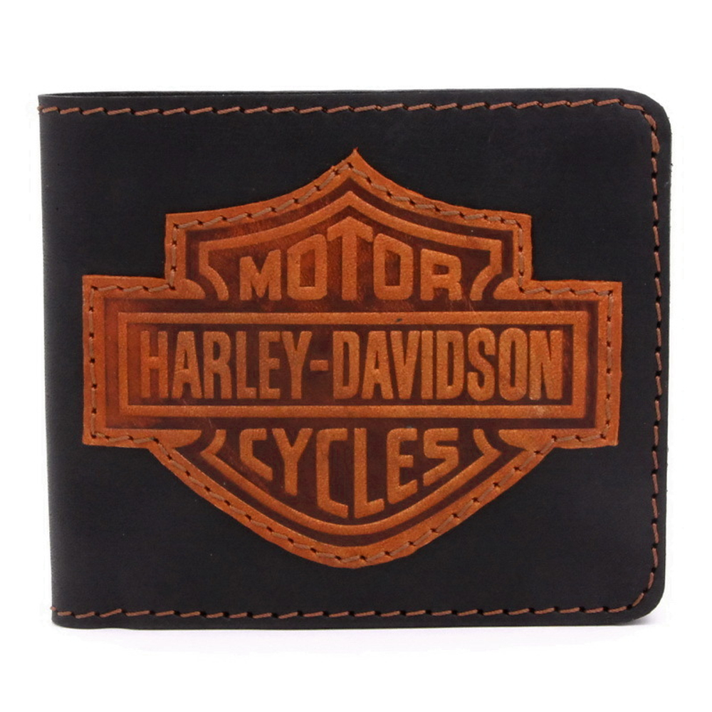 Кошелек с нашивкой Harley Davidson (черный+коричневый)
