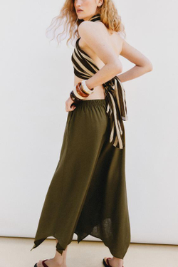 ZARA АСИММЕТРИЧНЫЕ БРЮКИ-КЮЛОТЫ, ХАКИ