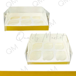 Коробка под капкейки с пластиковой крышкой 235*160*100 мм (6) (золото-матовая), 50шт