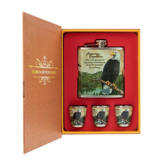 Набор Helios Орел (фляжка 210 мл + 3 стопки) А02-2