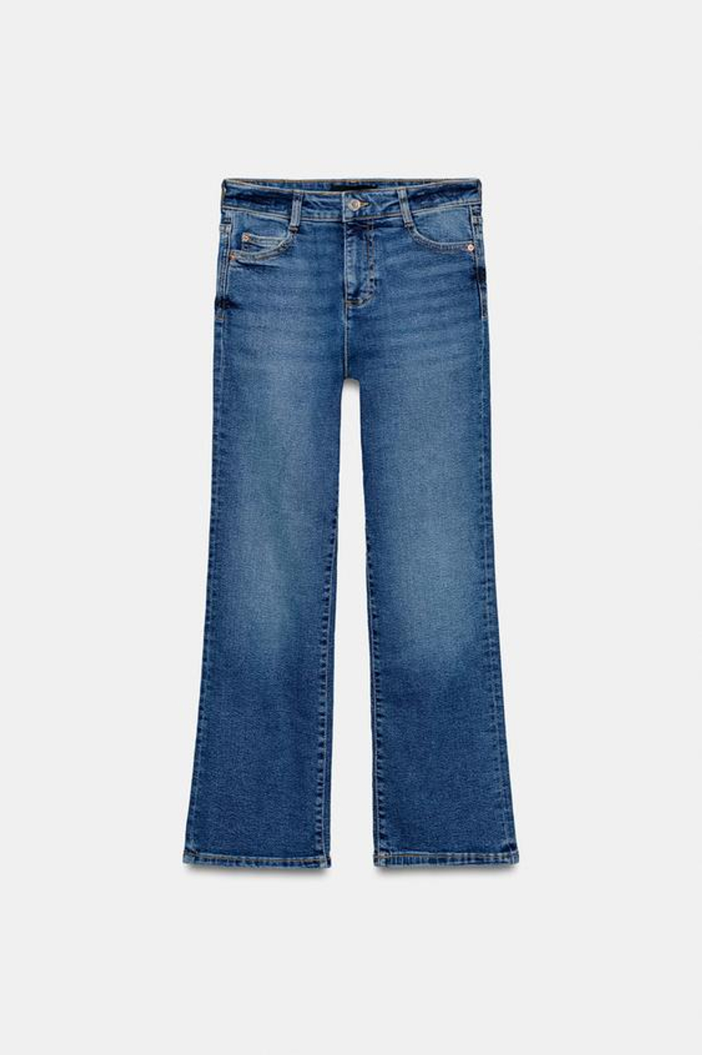 ZARA ДЖИНСЫ Z1975 MINI FLARE С ВЫСОКОЙ ПОСАДКОЙ, СИНИЙ