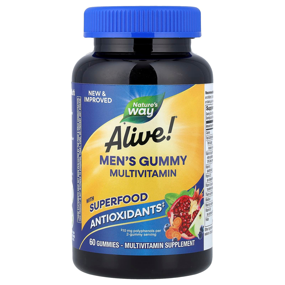 Nature's Way, жевательные мультивитамины для мужчин от Alive!®, фруктовые, 60 жевательных таблеток