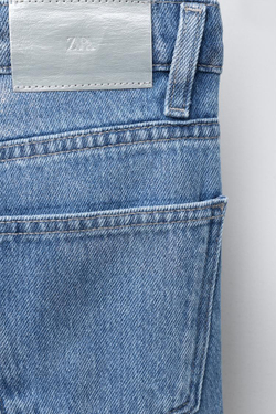 ZARA ДЖИНСЫ WIDE LEG СО СТРАЗАМИ, СИНИЙ