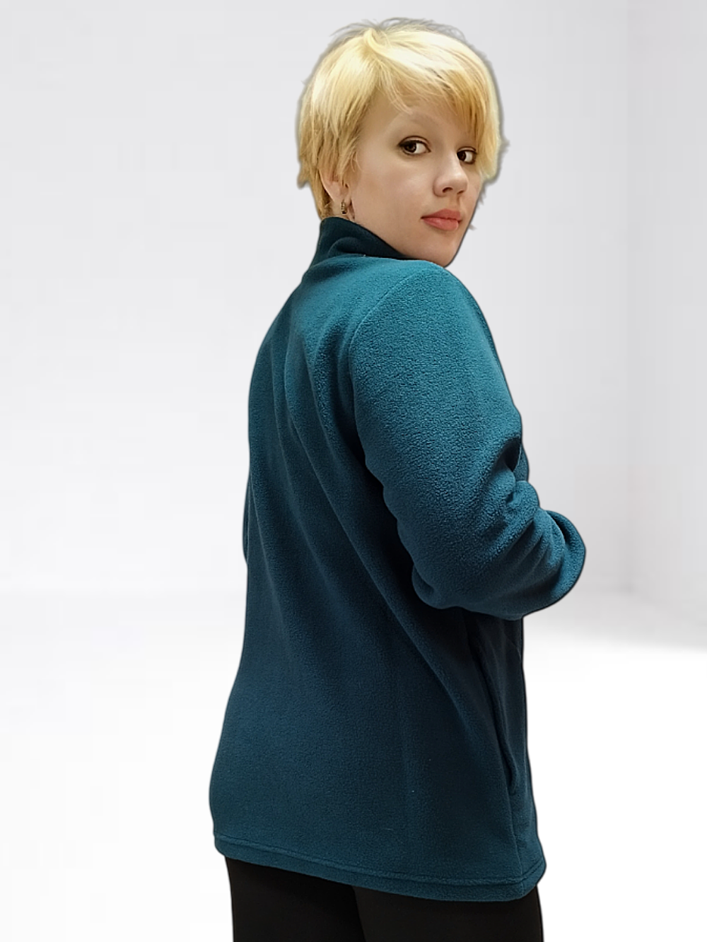 2088 Жакет флисовый ворот стойка на молнии петроль (56)