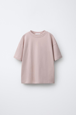 ZARA НАБОР ИЗ ТРЕХ ОДНОТОННЫХ ФУТБОЛОК, КОРИЧНЕВЫЙ/ЭКРЮ