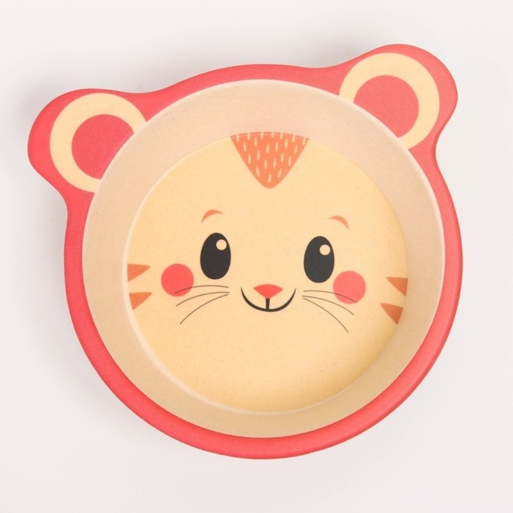 4167340 Набор бамбуковой посуды "Хомяк", тарелка, миска, стакан, приборы, 5 предметов