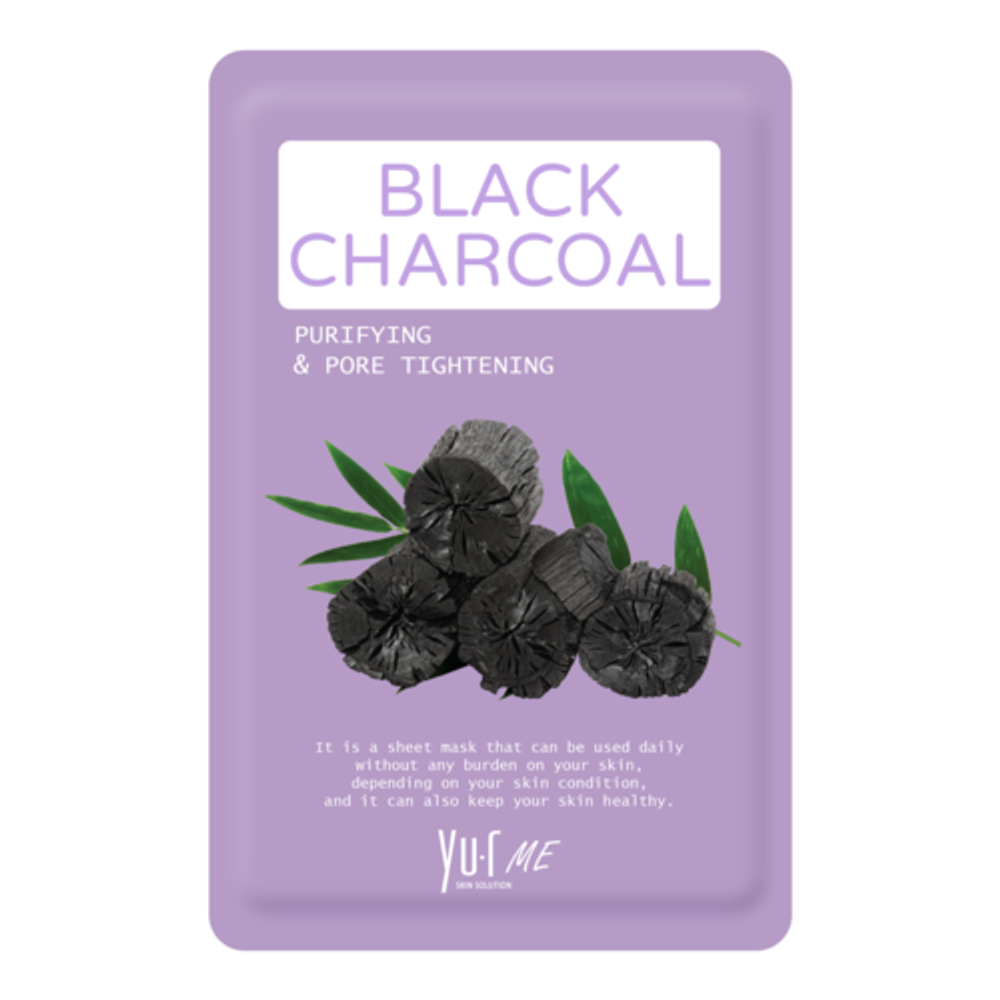 YU.R ME Тканевая маска для лица с экстрактом угля - Black charcoal sheet mask, 1шт