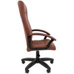 Кресло руководителя Helmi HL-E80 "Ornament" LTP, экокожа коричневая, мягкий подлокотник, пиастра