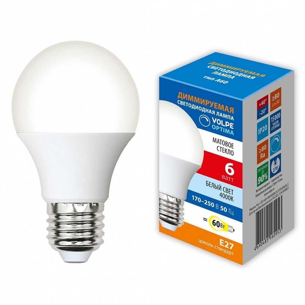 Лампа светодиодная Volpe OPTIMA E27 6Вт 4000K UL-00009219