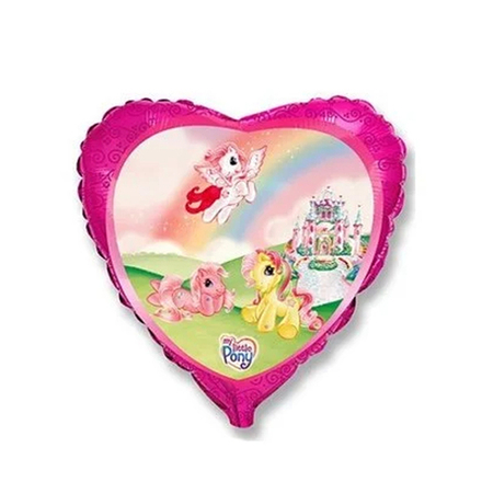Шар фольга 45см. Сердце Сказочные пони