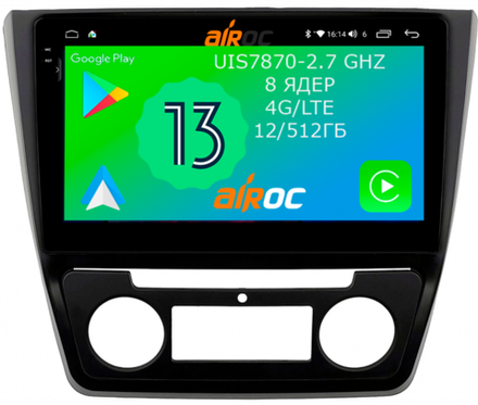 Магнитола для Skoda Yeti 2009-2018 (кондиционер) - Airoc 2K AU-3204 на Android 13, TS20, 12/512Гб, SIM-слот