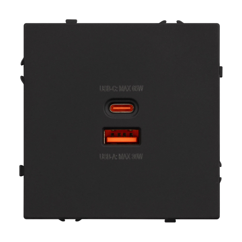 Механизм розетки с быстрой USB зарядкой SCT-NOBE-MUAC-SFPL-FC-BK (65W, QC3) (Arlight, -) 054317