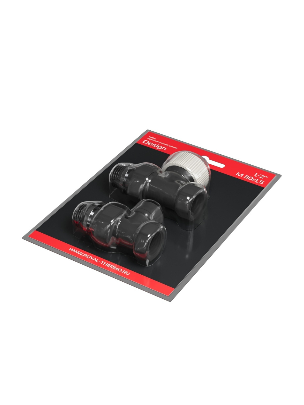 Набор термостатический прямой Royal Thermo Design 1/2"М30х1,5 (Черный)