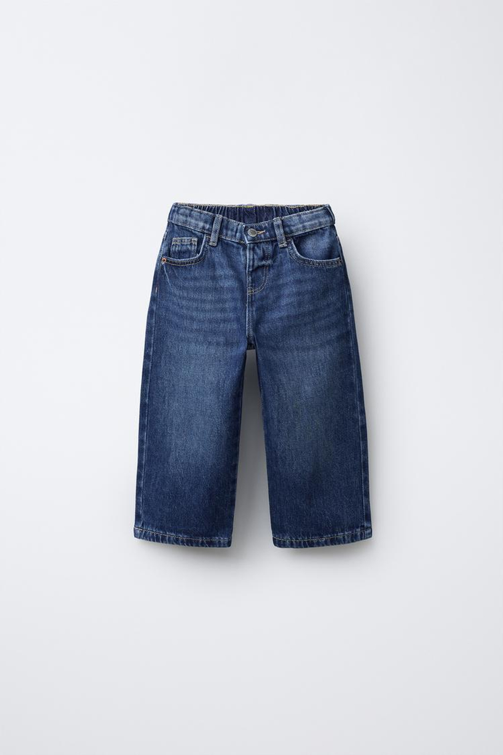 ZARA ДЖИНСЫ STRAIGHT С ЗАПЛАТАМИ, ЗВЕЗДАМИ И АНИМАЛИСТИЧЕСКИМ ПРИНТОМ, ВЫЦВЕТШИЙ СИНИЙ