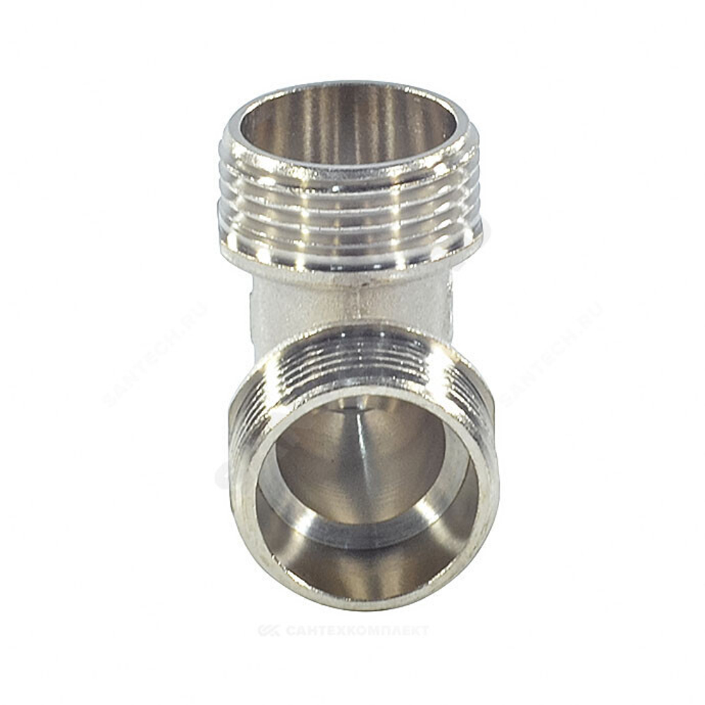 Угольник латунь никель реборда Ду 15 (1/2") НР/НР SantechSystems