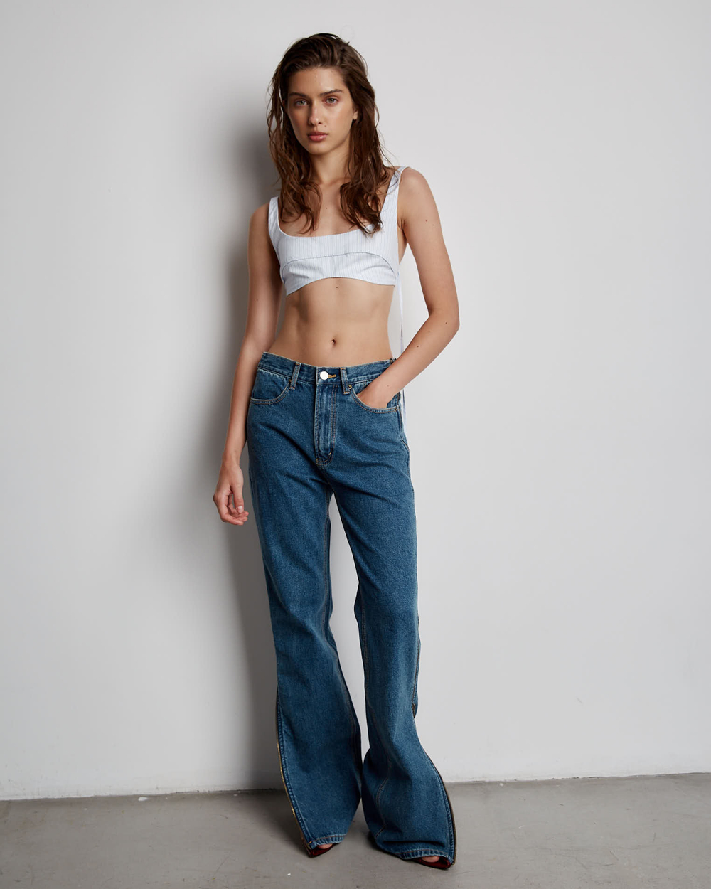 Джинсы на молнии синий