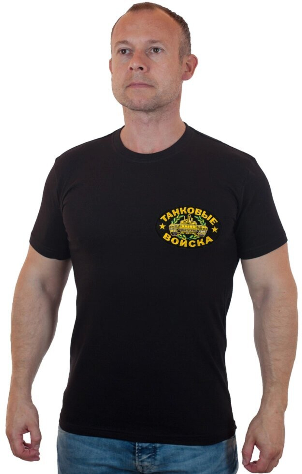 Лаконичная футболка с вышивкой Танковые Войска