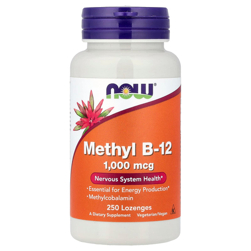 NOW Foods, Methyl B-12, метилкобаламин, 1000 мкг, 250 пастилок