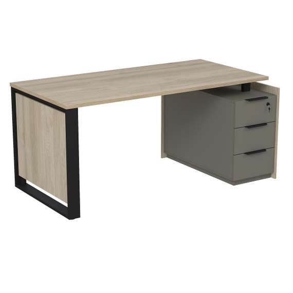 15СОУ.1608 Стол рабочий на опорной угл тумбе, с ящ (метаб), с замком (1660*884*750)