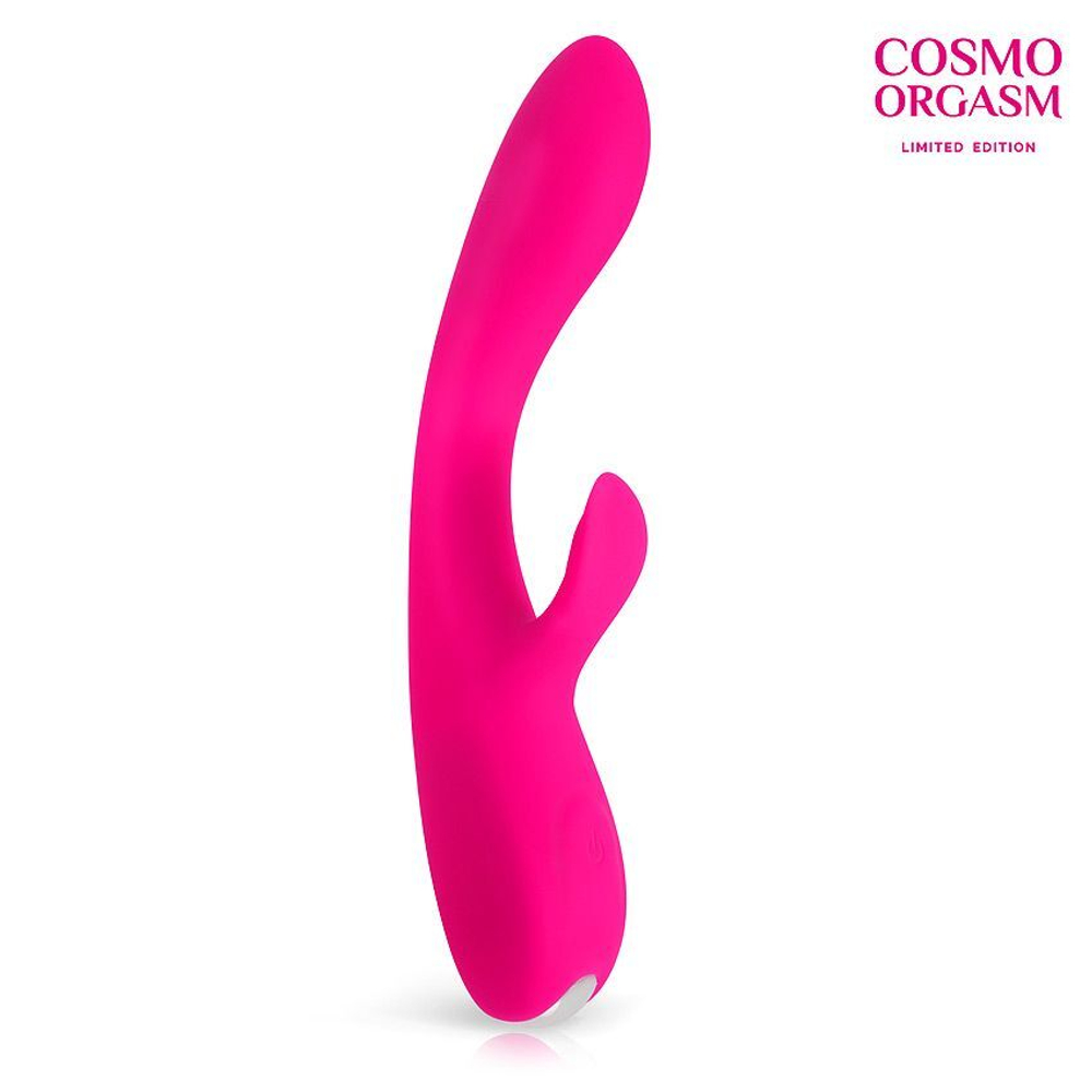 Розовый вибратор с клиторальным отростком - 17,5 см. (Цвет: розовый)