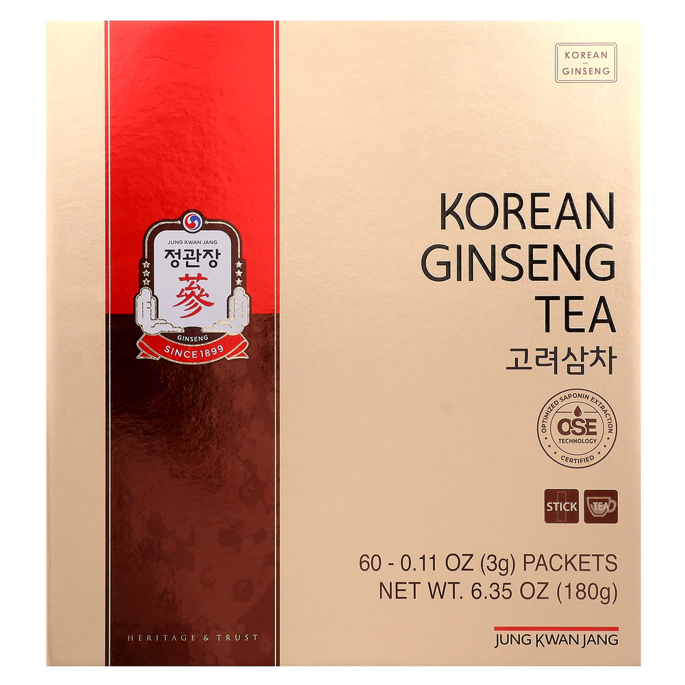 JungKwanJang, Чай с корейским женьшенем, 60 пакетиков по 3 г (0,11 унции)