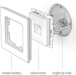 Розетка двойная Werkel "WL10-RJ11-45" RJ11 + RJ45 категории 5. Шампань рифленый