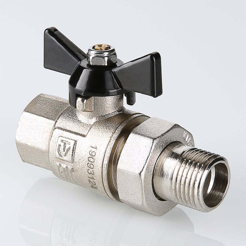 Кран шаровой латунный никелированный полнопроходной разъёмное соединение(американка)/внутренняя резьба бабочка, VALTEC PERFECT