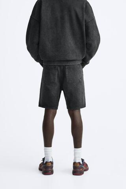 ZARA БАЗОВЫЕ ДЖИНСОВЫЕ ШОРТЫ, УГОЛЬНЫЙ